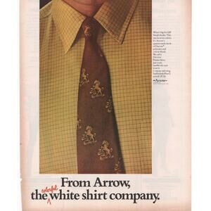 Arrow Dress Shirt Advertisement Vintage 1968 Mens Fashion Colorful Dacron Tie